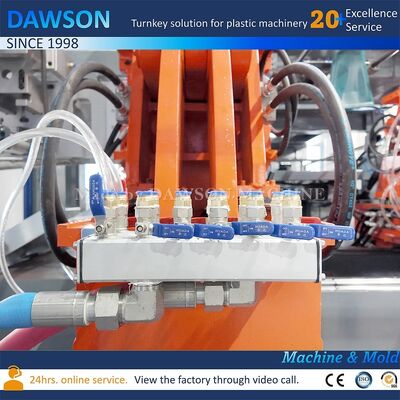 Mesin Extrusion Blow Molding Output 130 Kg Per Jam Untuk HDPE Jerrycan 5L Manufaktur Plastik Kecepatan Tinggi